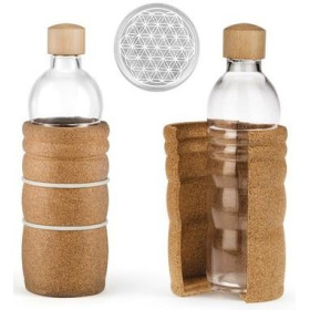 Bouteille Verre 0.70L Fleur De Vie Gourde Verre Lagoena Bouchon Bois