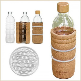 Bouteille Verre 0.70L Fleur De Vie Gourde Verre Lagoena Bouchon Bois