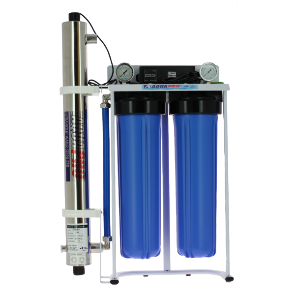 Station Filtrante Aquapro Big Blue Duo 20¨Carbon Bloc + UV 12GPM