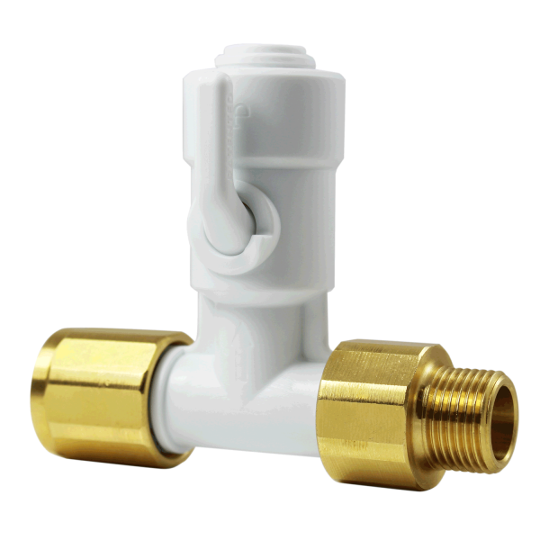 Raccord T John Guest ASV7  F3/8'' x M3/8'' x PF3/8'' pour alimentation eau froide pour systèmes Doulton sous évier