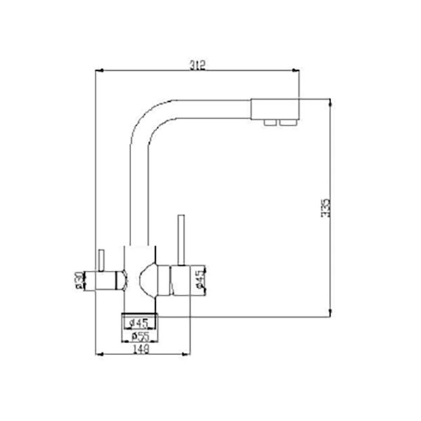 Robinet  3 voies TONGA  acier inox 304 massif